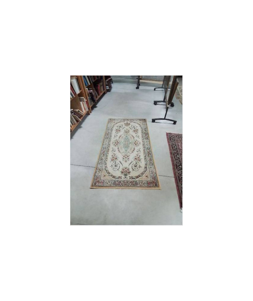TAPIS BEIGE AUX FLEURS ROUGE 86X157