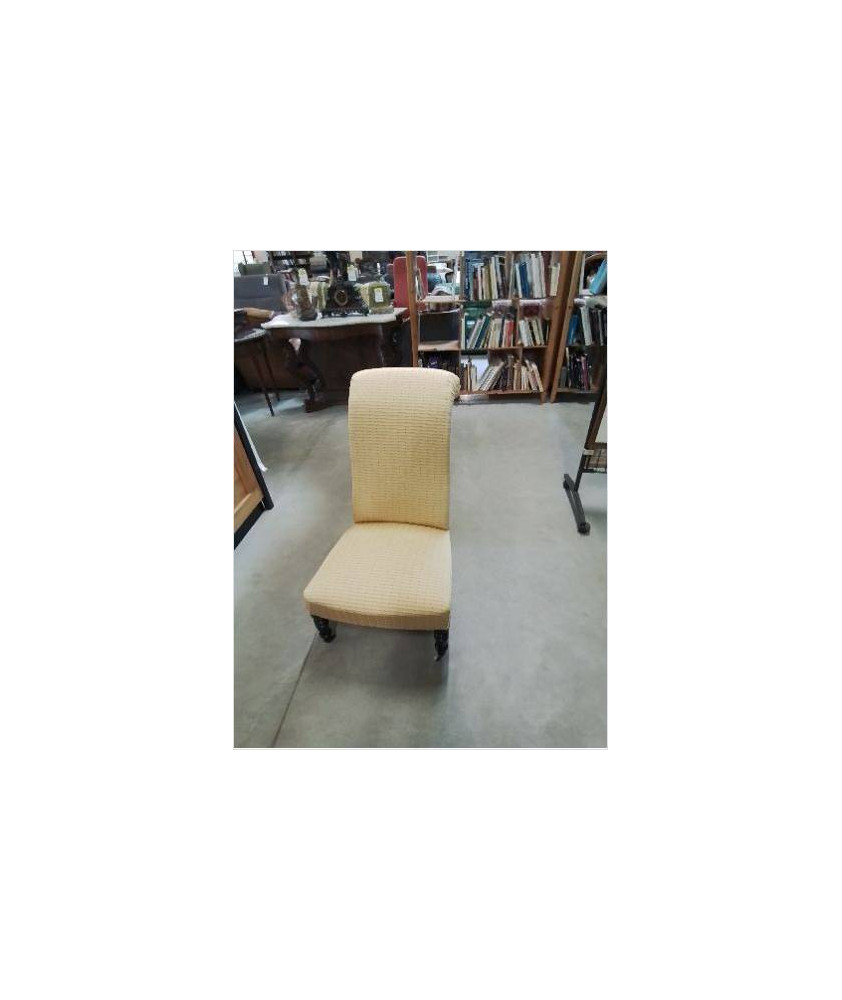 CHAUFFEUSE NAPOLÉON III TISSU JAUNE A POINTS ROUGE