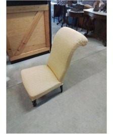 CHAUFFEUSE NAPOLÉON III TISSU JAUNE A POINTS ROUGE