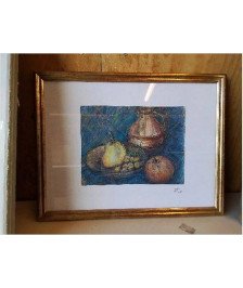 NATURE MORTE PASTELLE ET STYLO BILLE