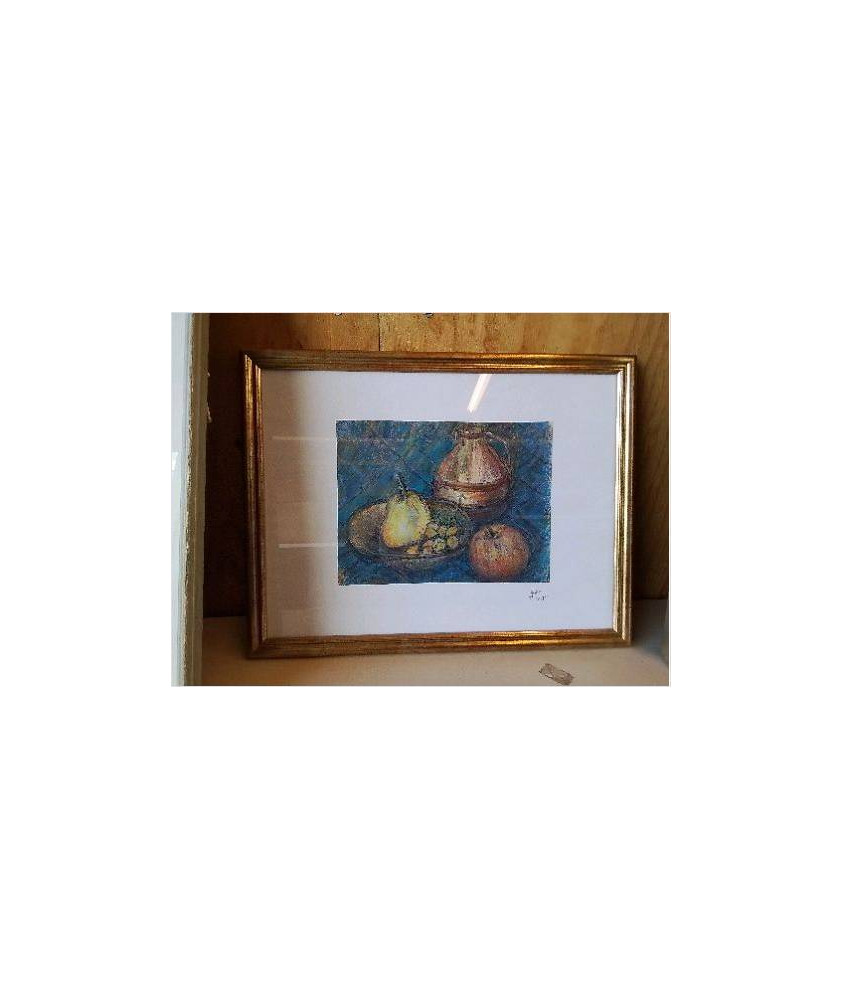 NATURE MORTE PASTELLE ET STYLO BILLE