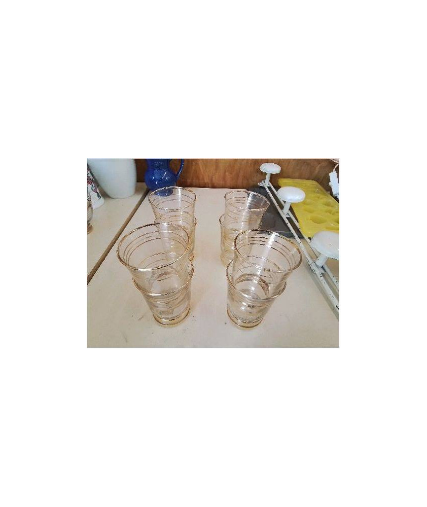 LOT DE 8 VERRE BORDURE DORÉ 