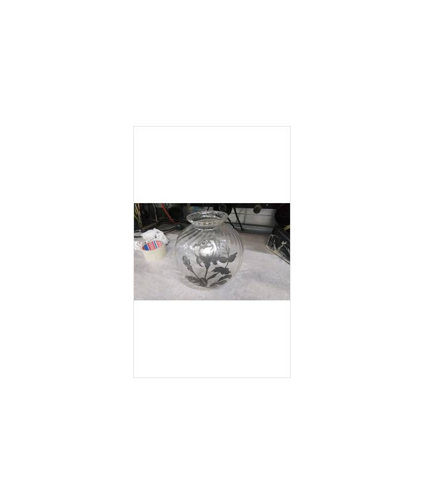 VASE VERRE ET ETAIN 
