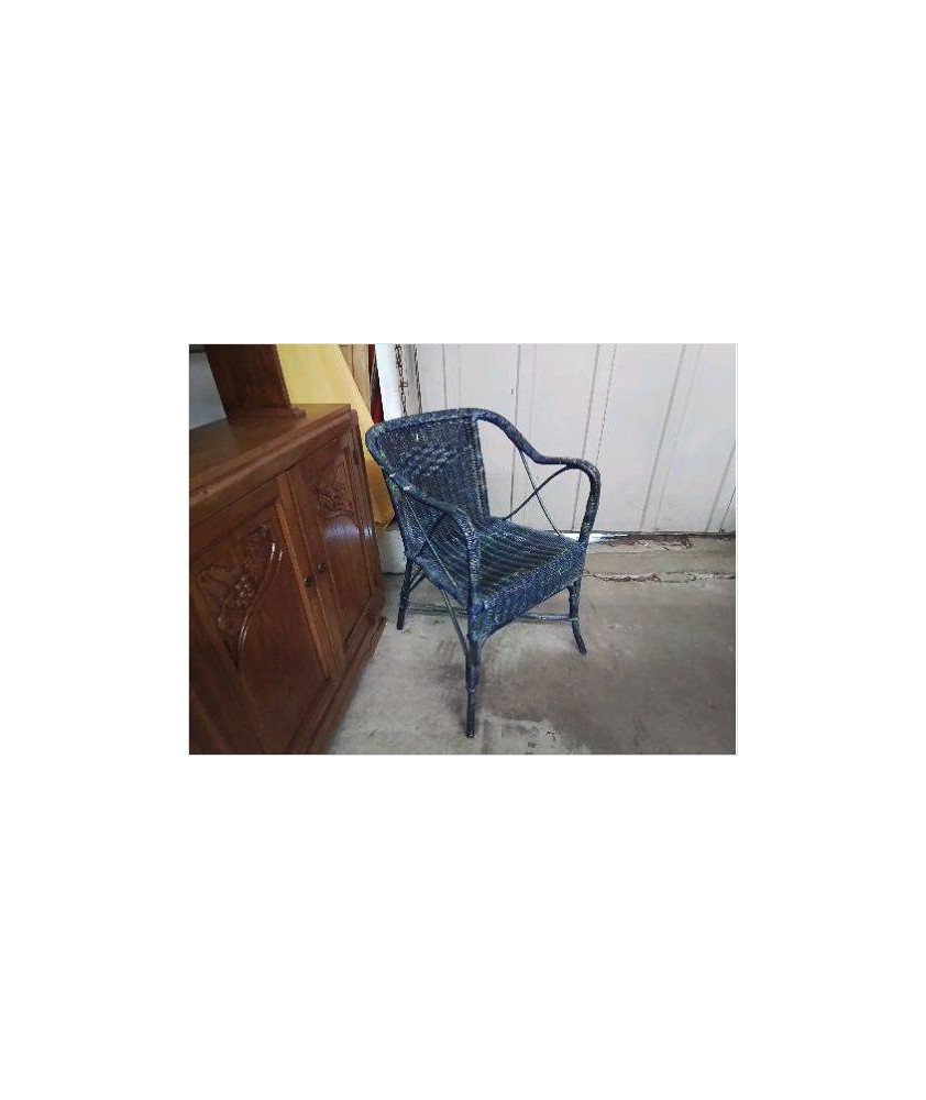 FAUTEUIL EN ROTTIN BLEU