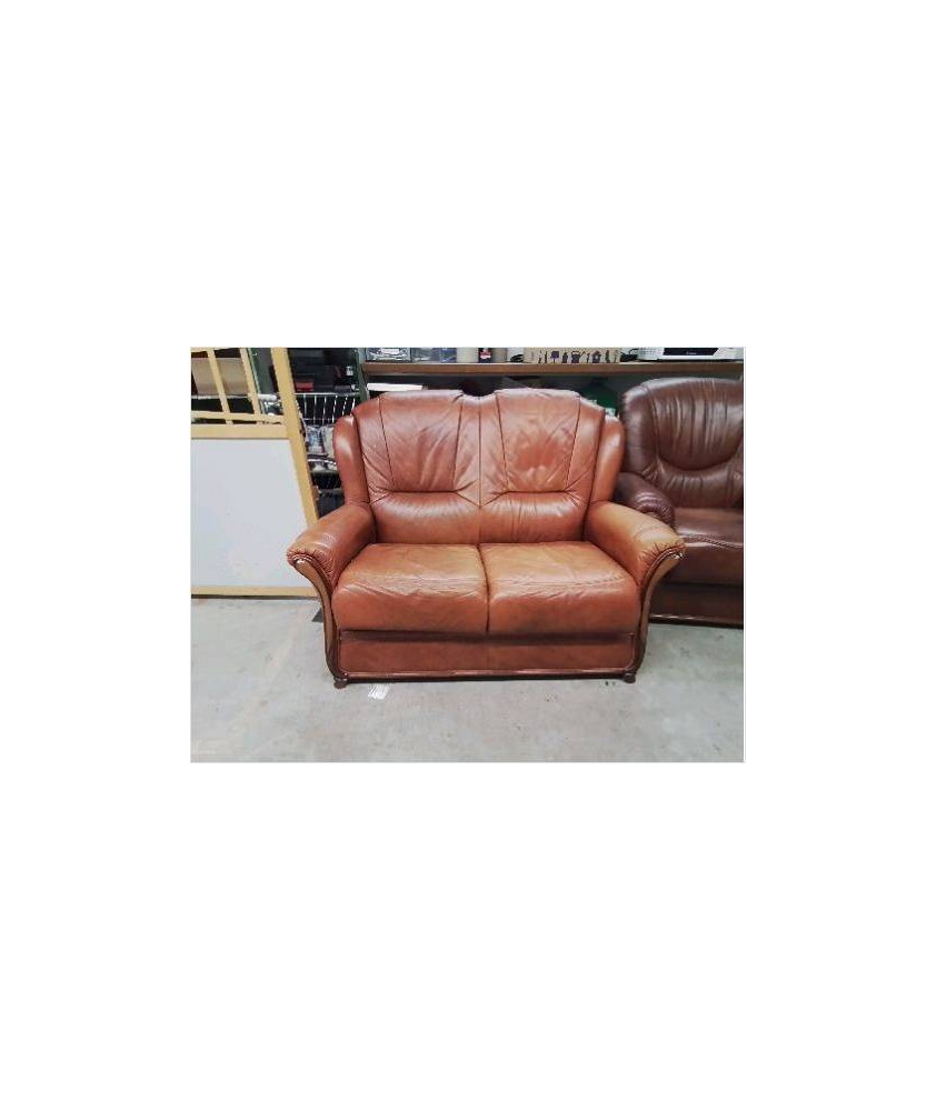 CANAPE REGEANCE 2 PLACES CUIR CARAMEL