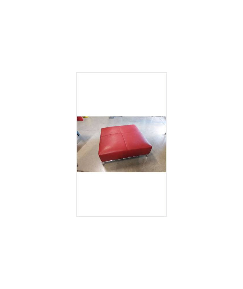 POUF CARRE CUIR - ROUGE  ( 100X100CM)