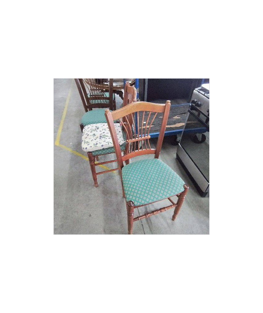 CHAISES ASSISE TISSU VERT LOT DE 4