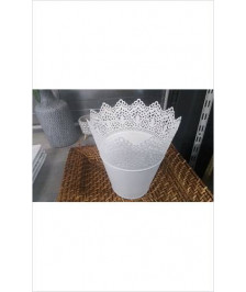 CACHE POT METAL BLANC 