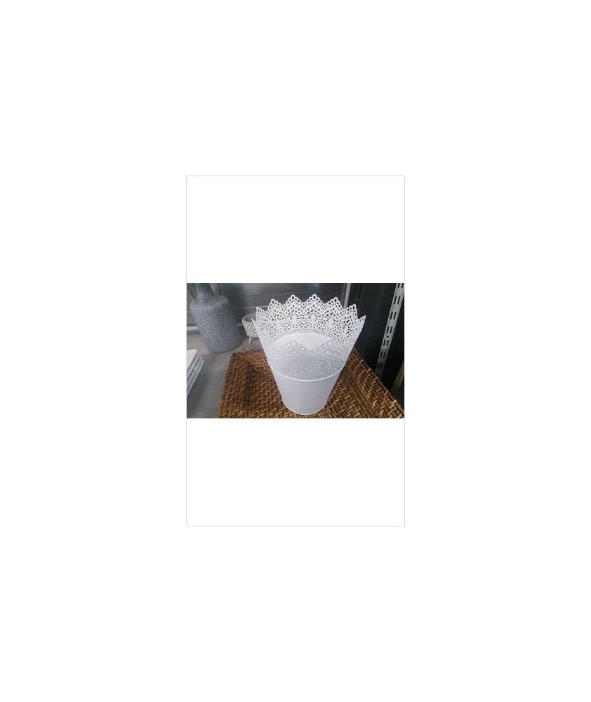 CACHE POT METAL BLANC 