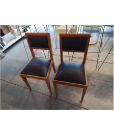 PAIRE DE CHAISES BOIS CLAIR ASSISE ET PU BLEU MARINE 