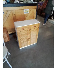 MEUBLE DE SALLE DE BAIN BOIS BLANC 2 PORTES ET 2 TIROIRS PIN