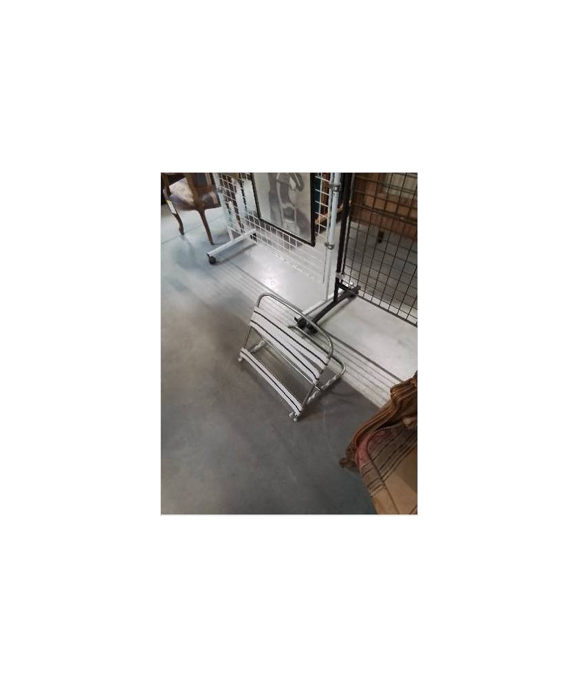 DOSSIER DE PLAGE PLIANT METAL CHROMÉ ET TISSU BLANC