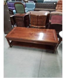 TABLE BASSE RECTANGULAIRE BOIS 2 NIVEAUX 2 TIROIRS STYLE DIRECTOIRE 