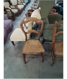CHAISE BOIS CANNÉ NAPOLÉON III DOSSIER ÉCHANCRÉ 