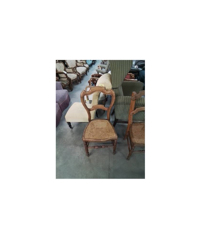 CHAISE BOIS CANNÉ NAPOLÉON III DOSSIER ÉCHANCRÉ 