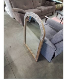 MIROIR CINTRÉ ART BOIS ET STUC DORÉ ET ARGENTÉ DÉCO 90X64