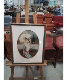 PASTEL JEUNE FEMME A L OMBRELLE 