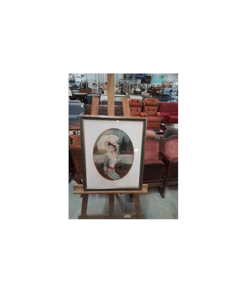 PASTEL JEUNE FEMME A L OMBRELLE 