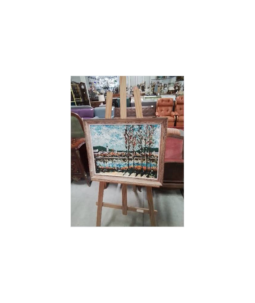 HUILE SUR TOILE PAYSAGE AUX PEUPLIERS R PACEL HUILE SUR TOILE PAYSAGE AUX PEUPLIERS R PACEL