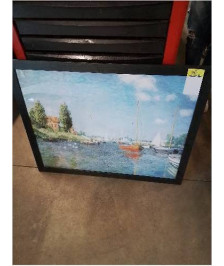 GRAVURE VOILIERS EN BORD DE LAC REPRO MONET