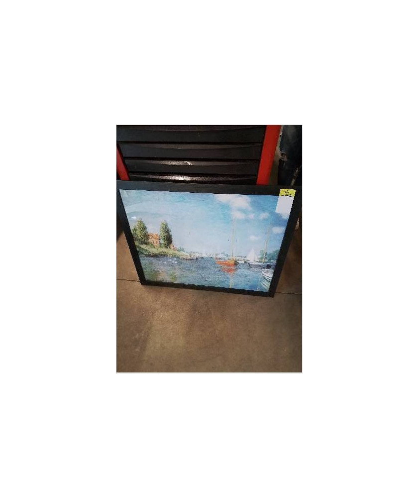 GRAVURE VOILIERS EN BORD DE LAC REPRO MONET