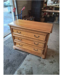 COMMODE BOIS CLAIR 3 TIROIRS PIEDS BOULES STYLE RÉGENCE 