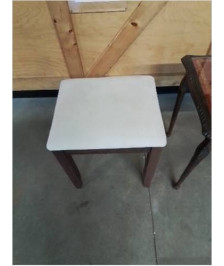 TABOURET BOIS ASSISE  TISSU ECRU