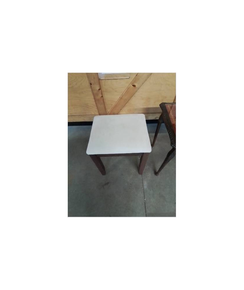 TABOURET BOIS ASSISE  TISSU ECRU