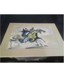 AQUARELLE COURSE DE CHEVAUX JEAN MARIUS 1925 1996