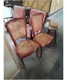 PAIRE DE CHAISES BOIS CLAIR ASSISE ET DOSSIER CANNÉ STYLE RÉGENCE COQUILLE 