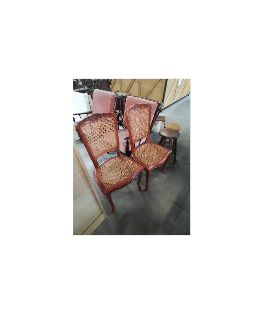 PAIRE DE CHAISES BOIS CLAIR ASSISE ET DOSSIER CANNÉ STYLE RÉGENCE COQUILLE 