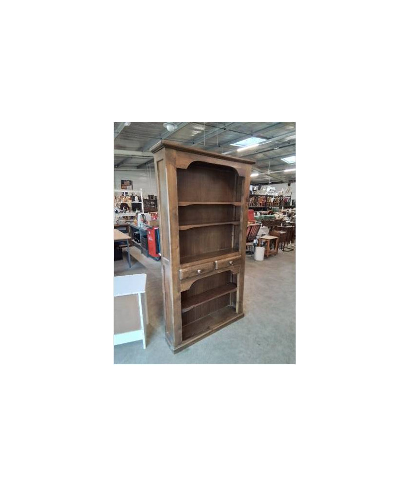 BIBLIOTHÈQUE BOIS 5 NICHES 2 TIROIRS