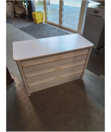 COMMODE 3 TIROIRS BOIS ECRU 