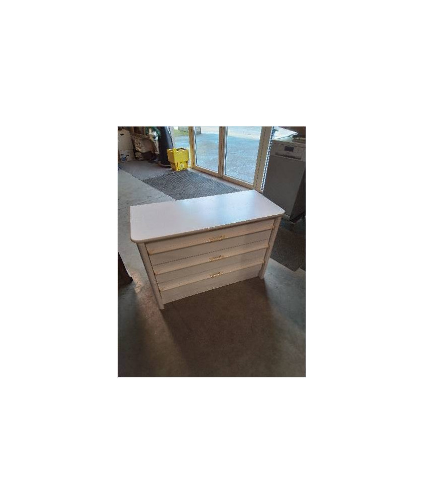COMMODE 3 TIROIRS BOIS ECRU 