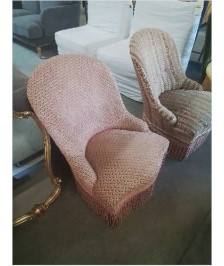 CRAPAUD A FRANGES TISSU VIEUX ROSE