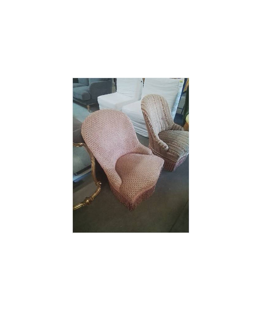 CRAPAUD A FRANGES TISSU VIEUX ROSE