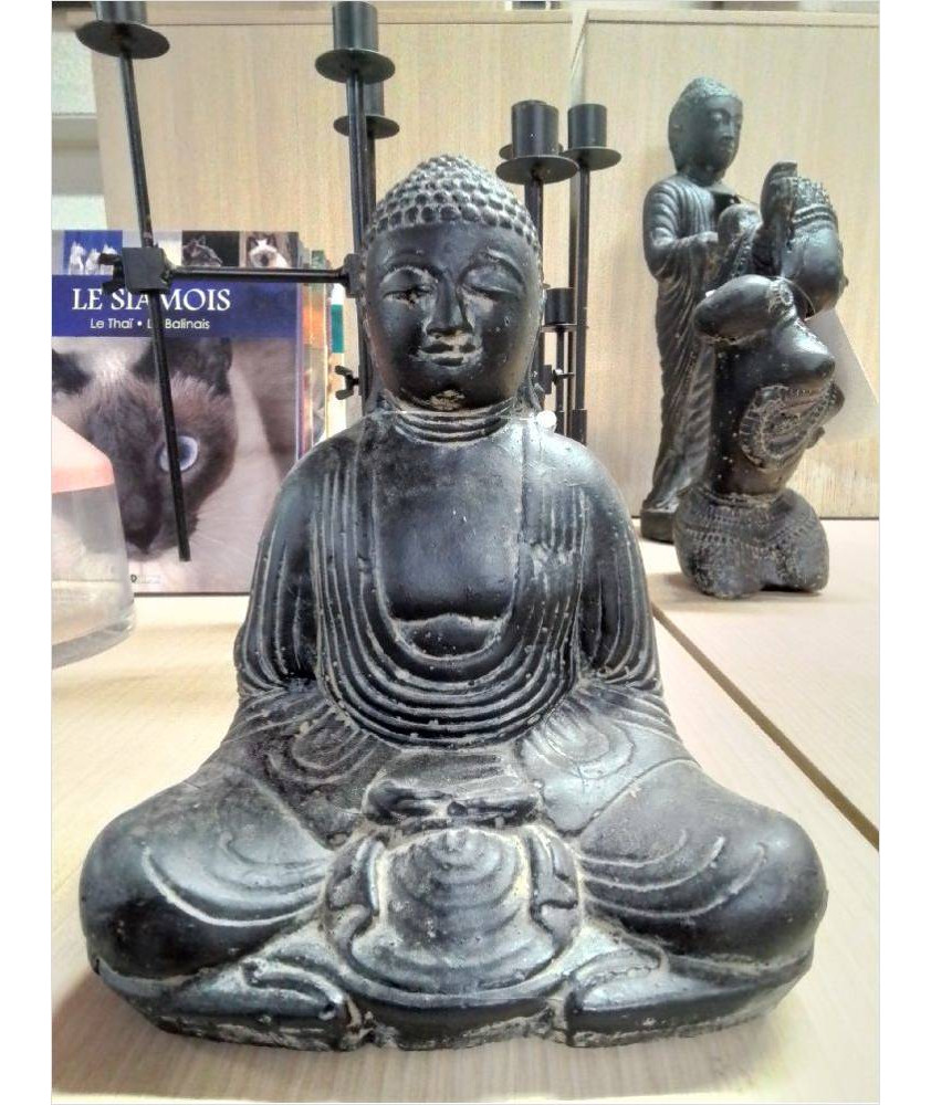 SEATED BUDDHA JAPAN 20CM CIMENT