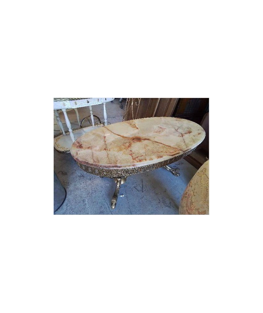 TABLE DE SALON ONYX ET ET LAITON STYLE LOUIS XVI 