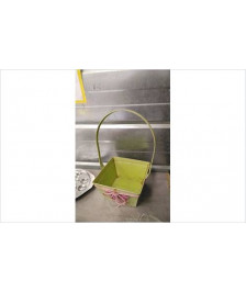 CACHE POT - PANIER METAL VERT