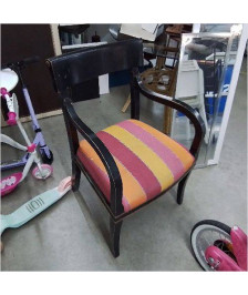 FAUTEUIL NOIR TISSU ORANGE ROSE