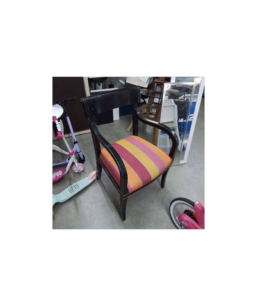 FAUTEUIL NOIR TISSU ORANGE ROSE