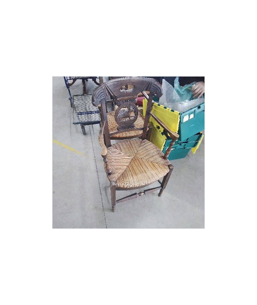FAUTEUIL PAILLÉ SCULPTÉ 