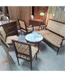SALON LOUIS XVI TAPISSERIE JAUNE (BANQUETTE / FAUTEUIL / 2 CHAISES)
