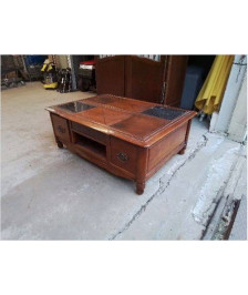 BELLE TABLE BASSE EN MERISIER INSERT MARBRE