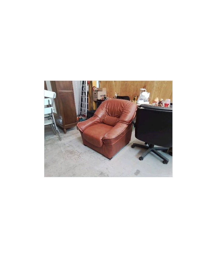 FAUTEUIL CUIR CARAMEL