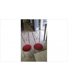 CHAISE BASSE DOREE ET ROUGE 