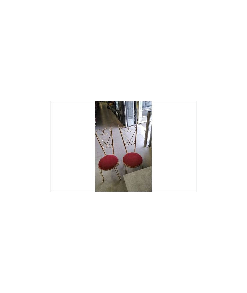 CHAISE BASSE DOREE ET ROUGE 