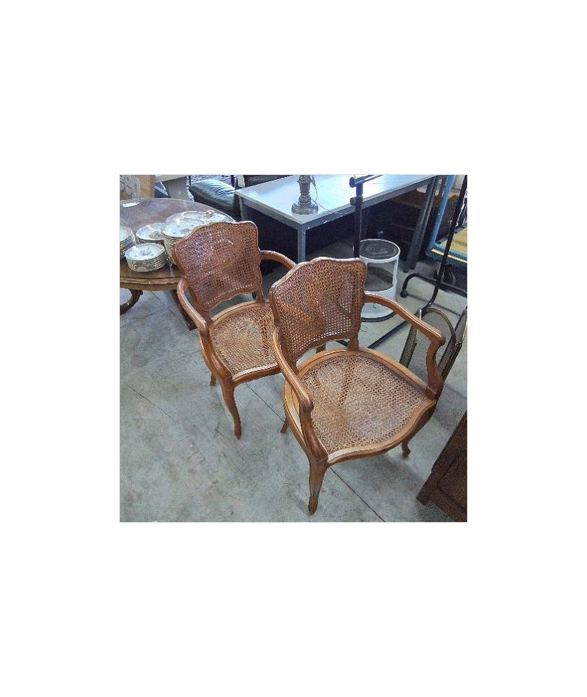 PAIRE FAUTEUILS CANNAGE 
