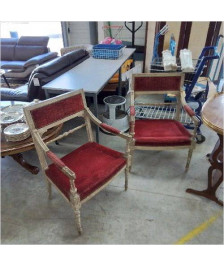 PAIRE FAUTEUIL DIRECTOIRE ROUGE 