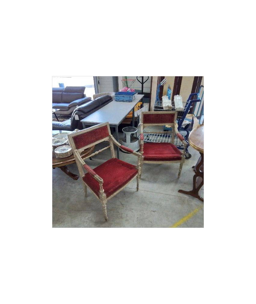PAIRE FAUTEUIL DIRECTOIRE ROUGE 